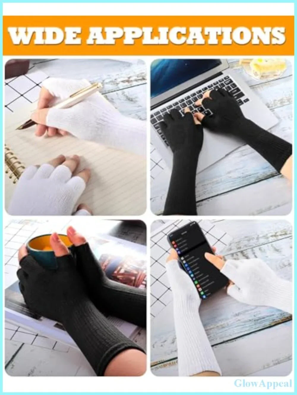2 Pair Fingerless Gloves Women Long Knit Arm Warmers Stretchy Acrylic